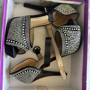 Black rhinestone heels